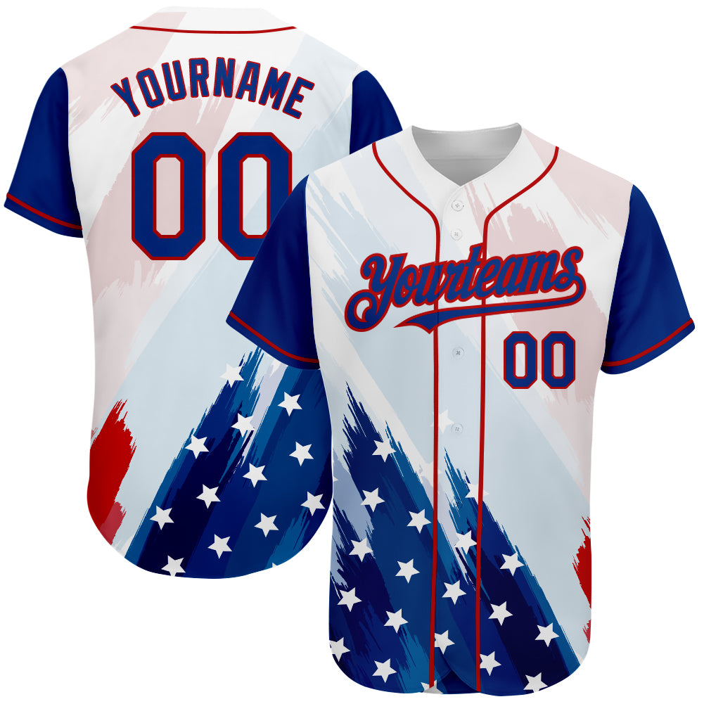 Custom Camo White-Royal 3D Pattern Design Authentic Salute To Service  Baseball Jersey