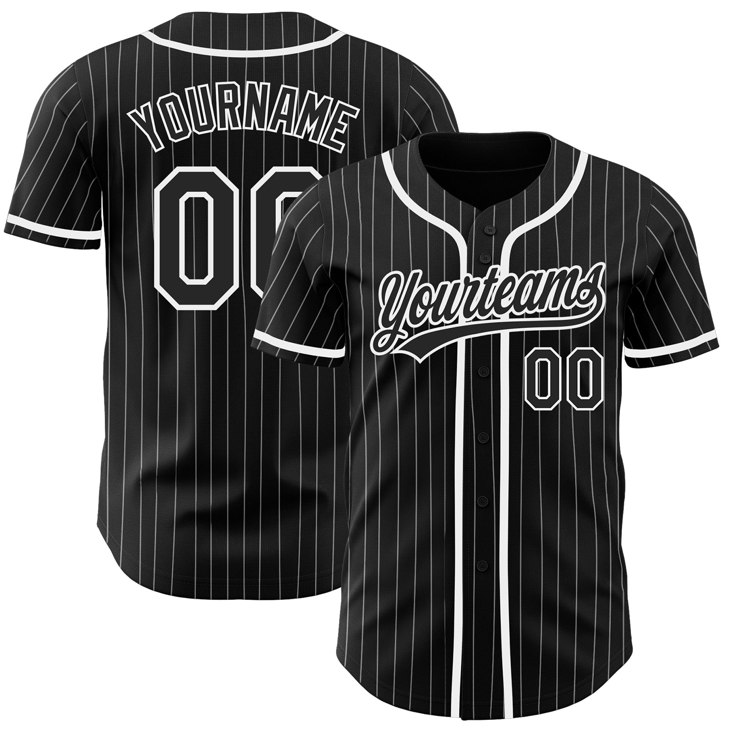 Custom White Black Pinstripe Black-Gray Baseball Jersey – FanCustom