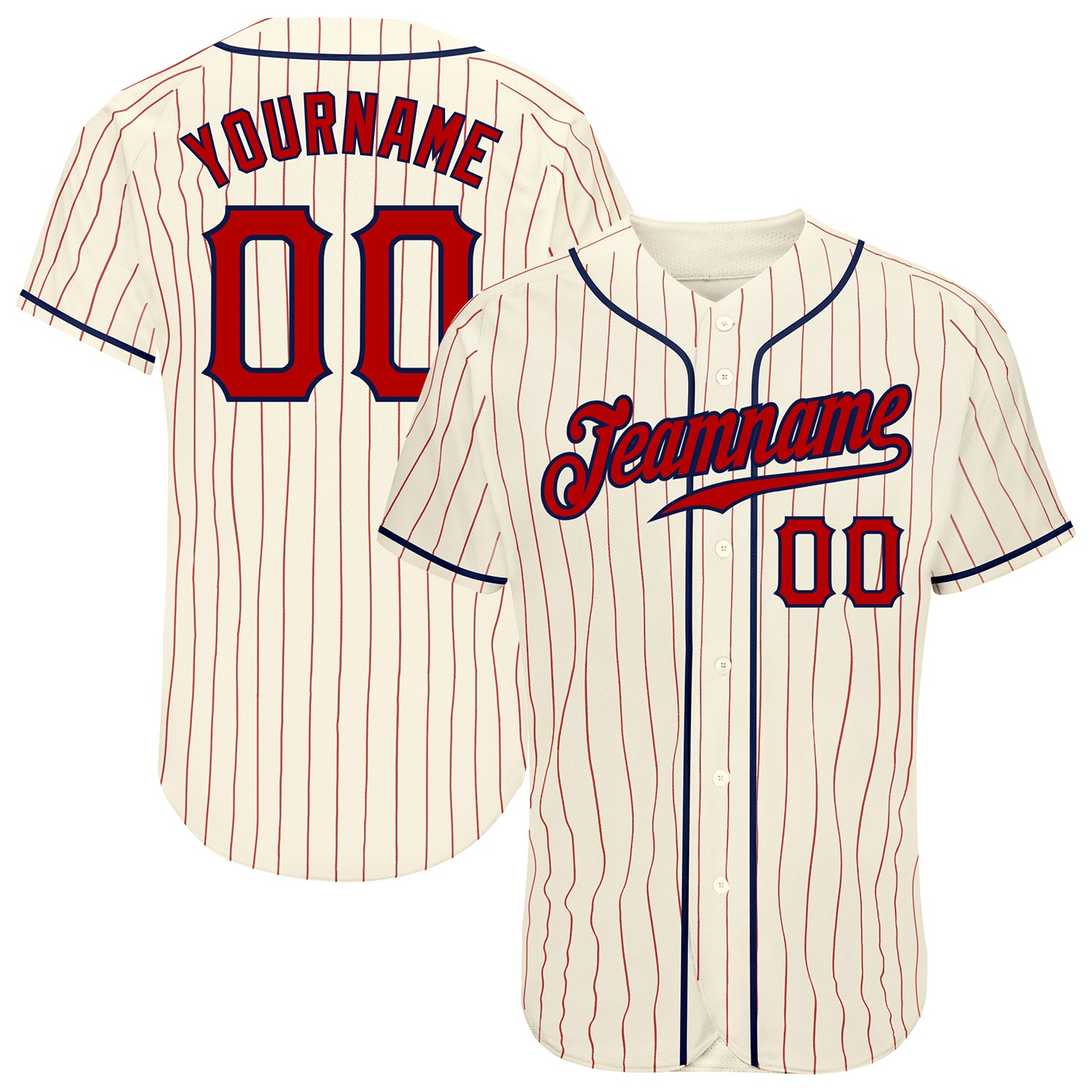 Custom Baseball Cream Navy Strip Jerseys and Uniforms Authentic Sale –  FansCustom