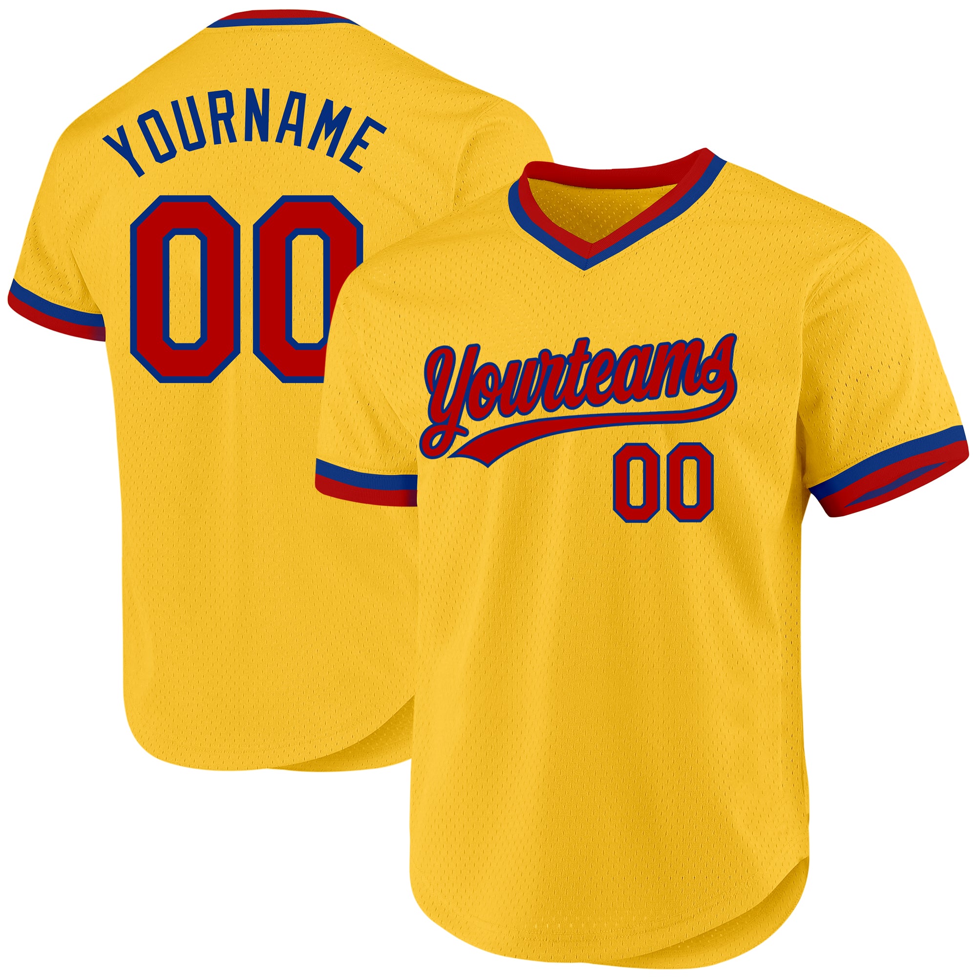 2024 Custom Gold RedRoyal Authentic Throwback Baseball Jersey Sale