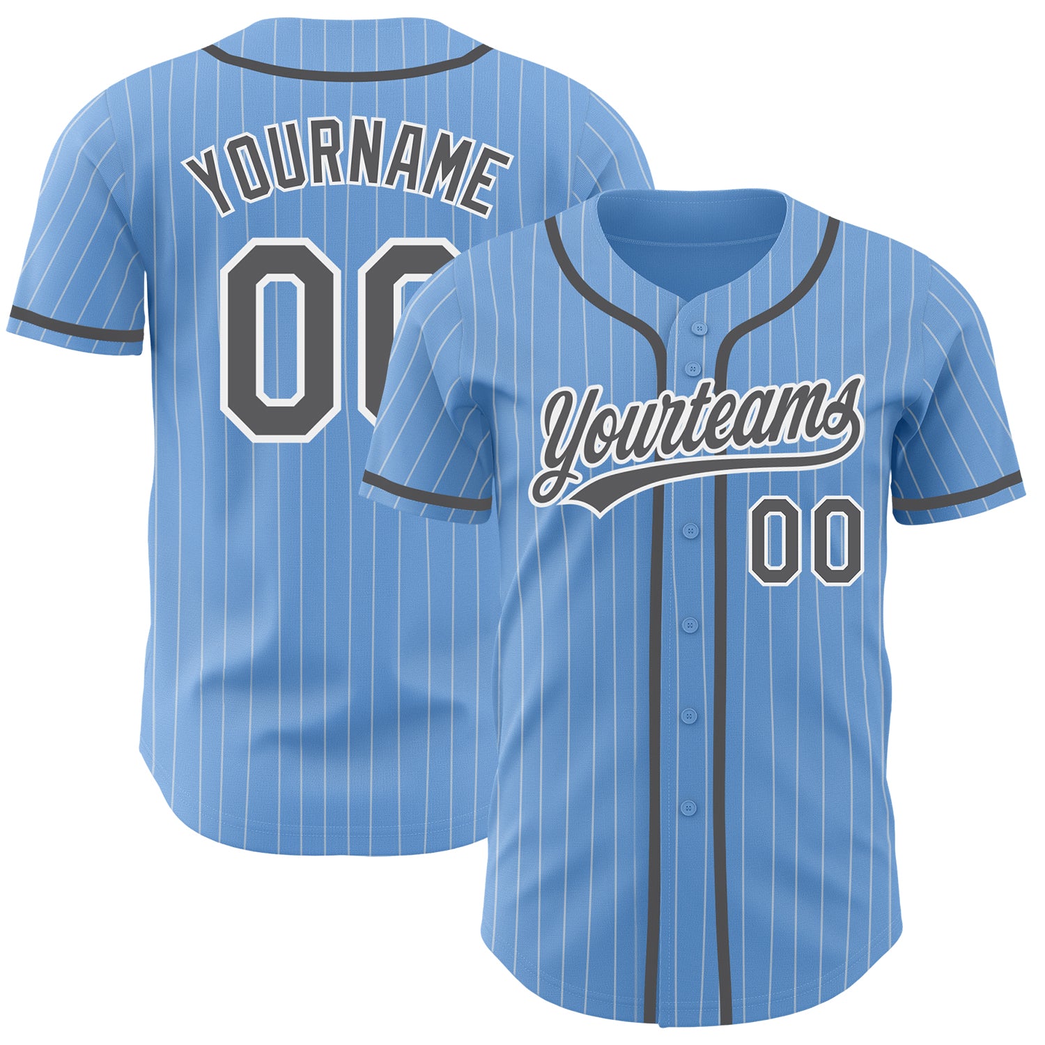 Custom White Light Blue Pinstripe Light Blue-Steel Gray Authentic Baseball  Jersey Clearance – FanCustom