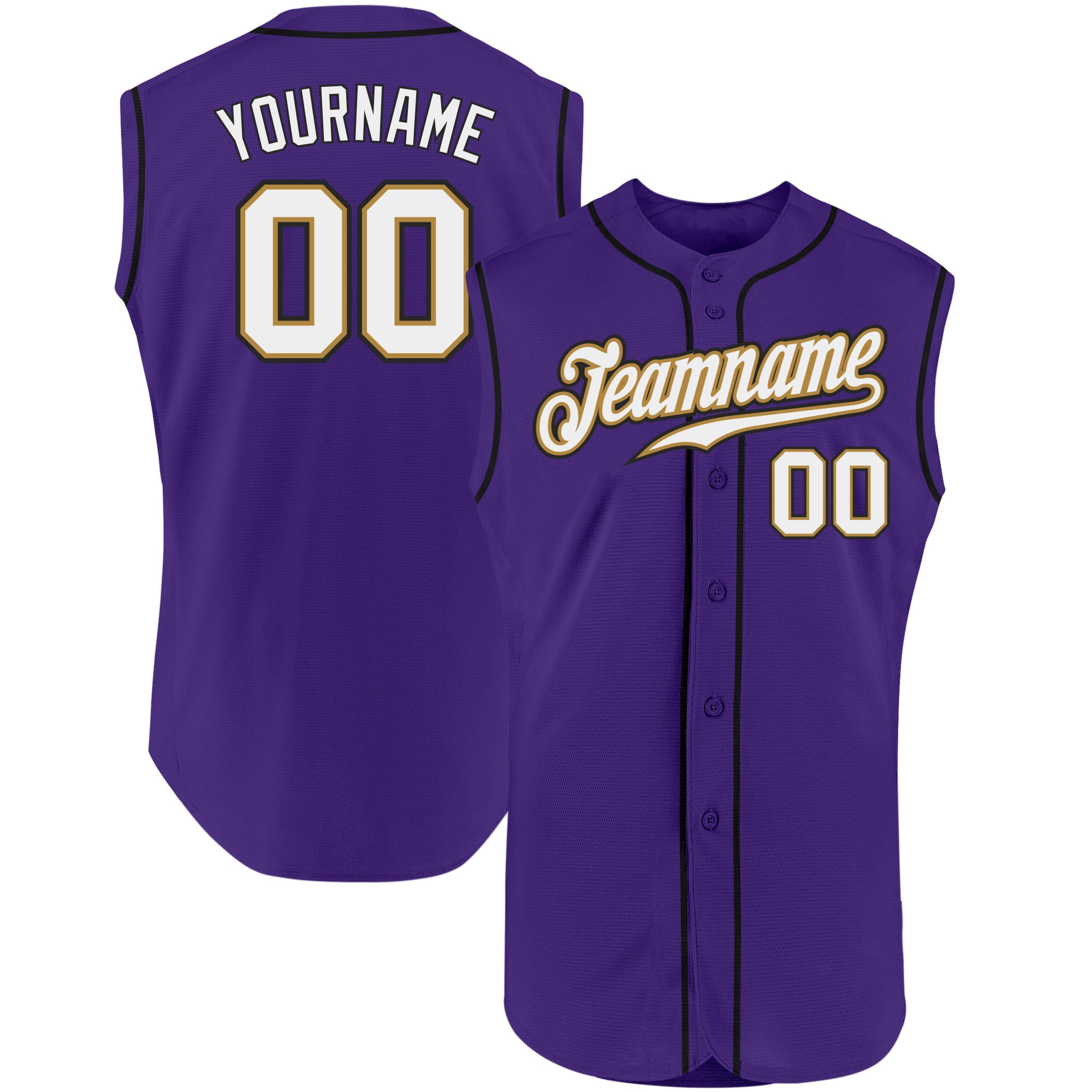 Custom Purple White-Gold Authentic Baseball Jersey – FanCustom