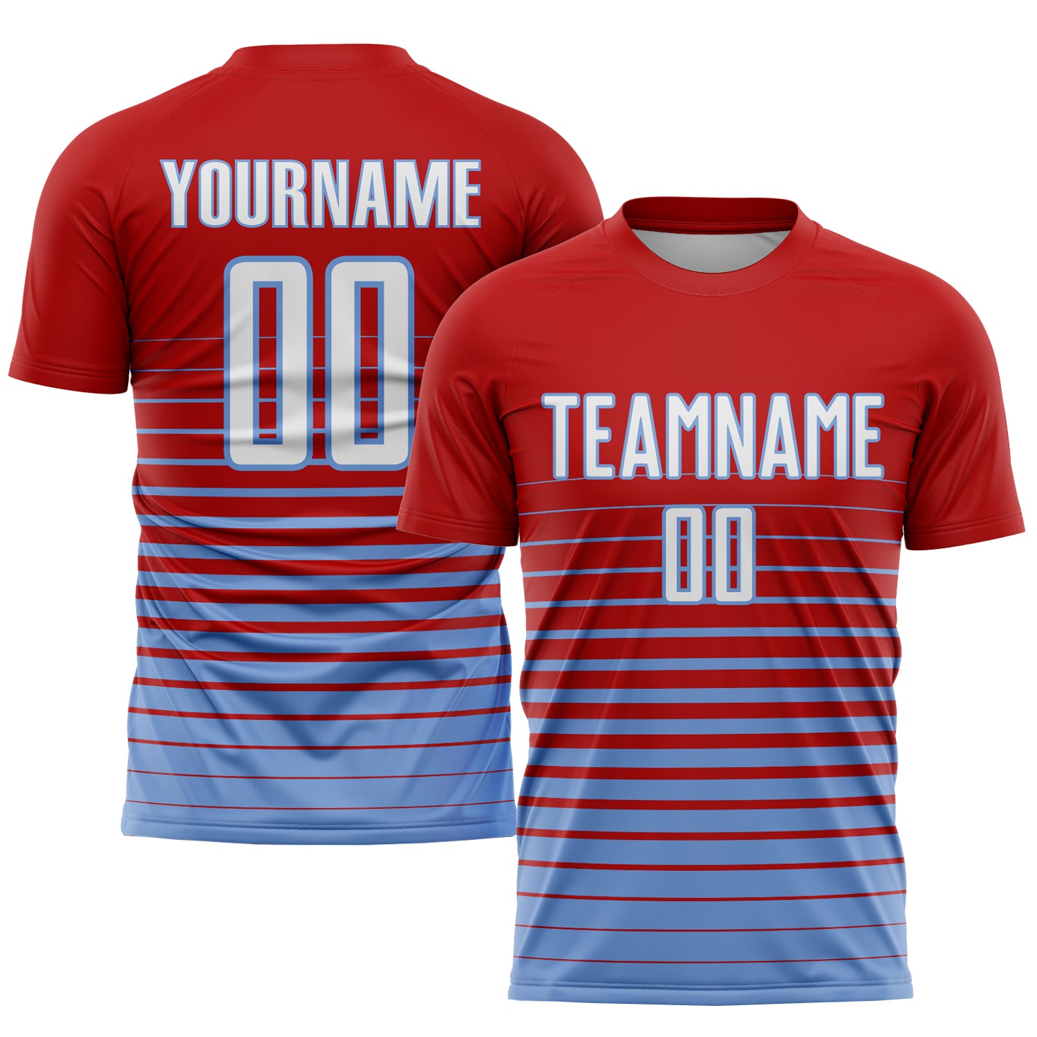 Custom Red White-Light Blue Pinstripe Fade Fashion Sublimation