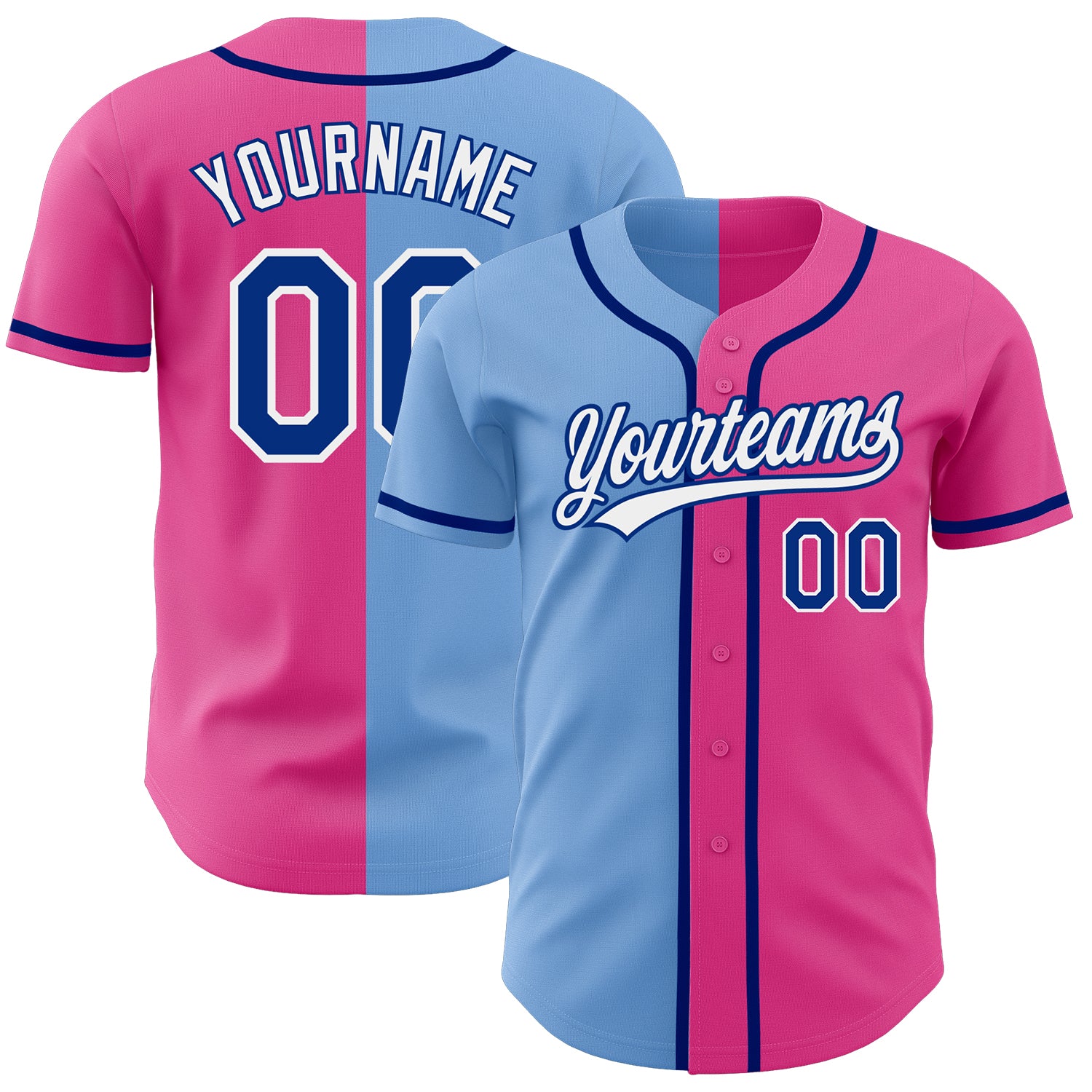 Custom Pink Royal-Light Blue Authentic Split Fashion Baseball Jersey Fast  Shipping – FiitgCustom