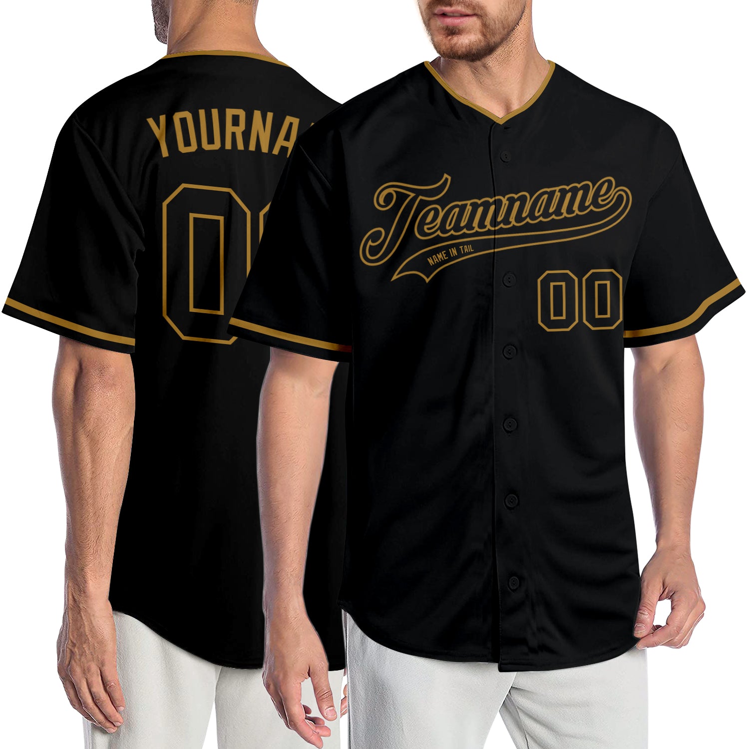 Create Baseball Black Black Authentic Old Gold Jersey Clearance – FanCustom