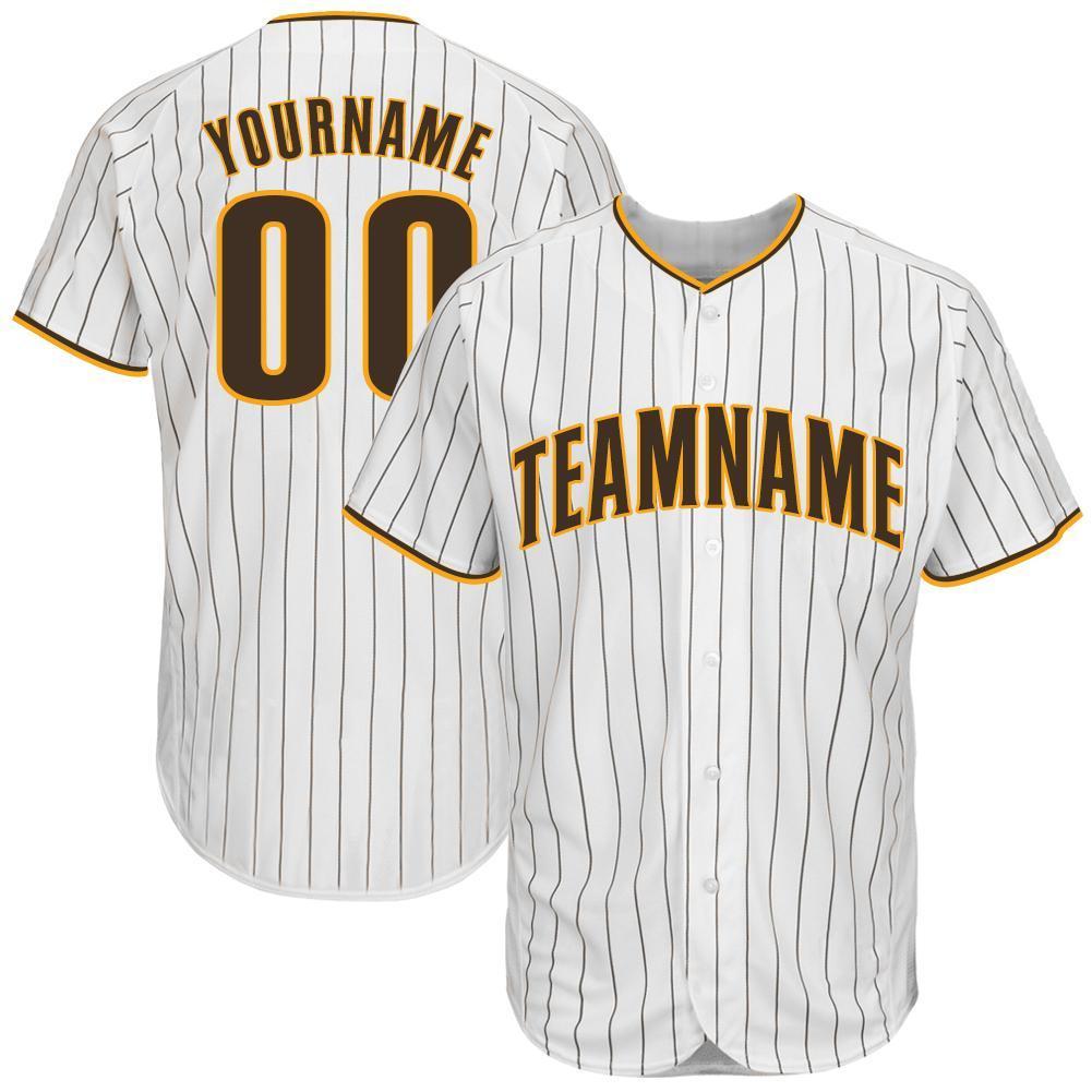 Custom Baseball Jersey White Black-Gold