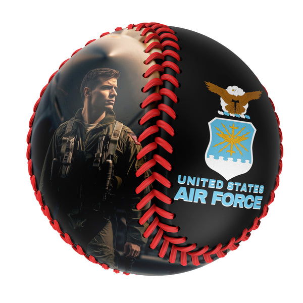 Personalized Black U.S Veteran Air Force Photo Baseballs