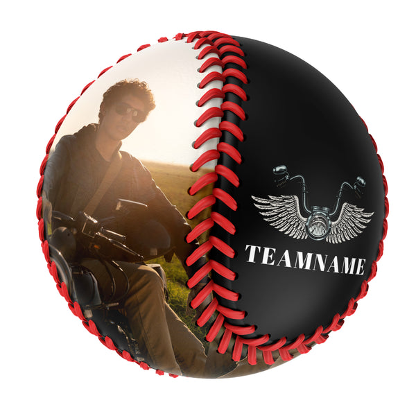 Personalized Black Motorcycle Skull Photo Baseballs