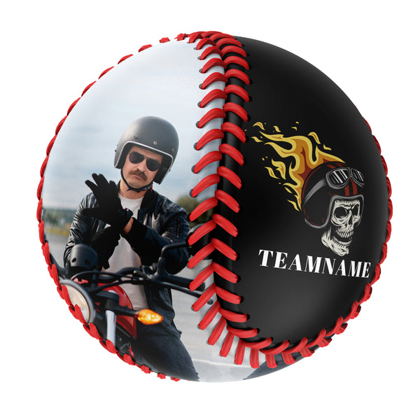 Personalized Black Helmet Skull Photo Baseballs