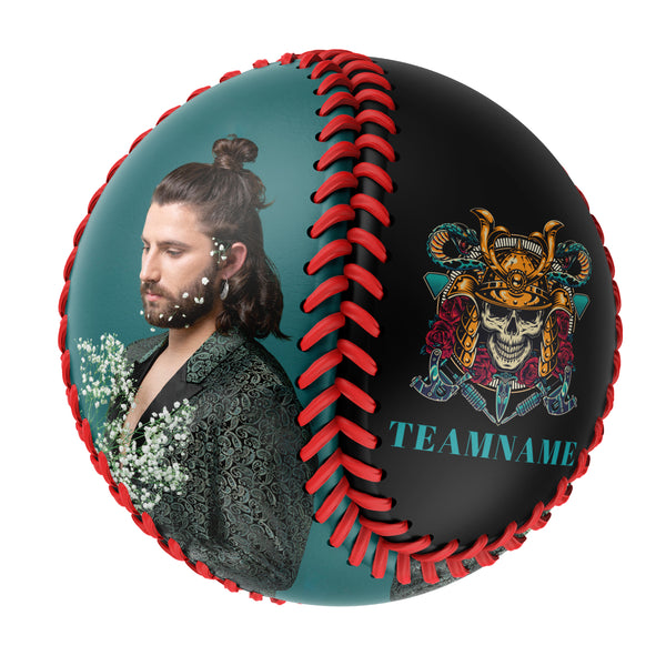 Personalized Black Ghost Samurai Skull Photo Baseballs