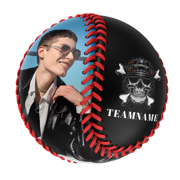 Personalized Black Bone Skull Photo Baseballs