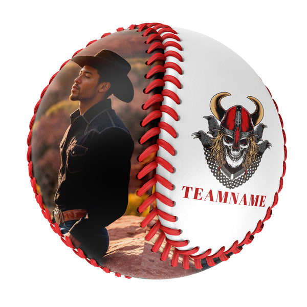 Personalized White Ghost Samurai Skull Photo Baseballs