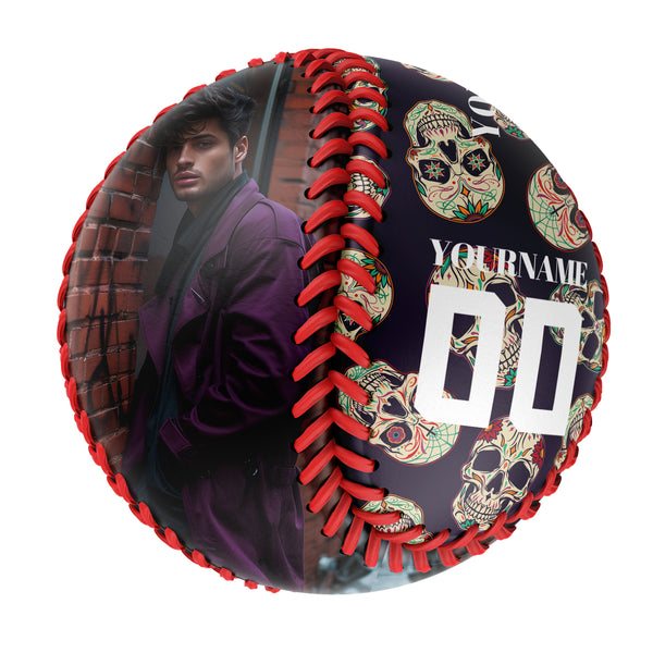 Personalized Horror Skull Base Map Photo Baseballs