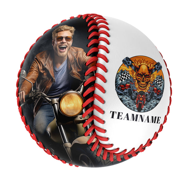 Personalized White Demon Knight Skull Photo Baseballs