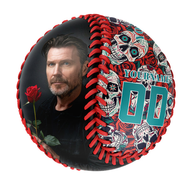 Personalized Rose Skull Photo Baseballs