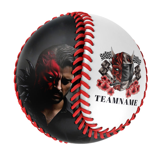 Personalized White Half Face Devil Skull Photo Baseballs