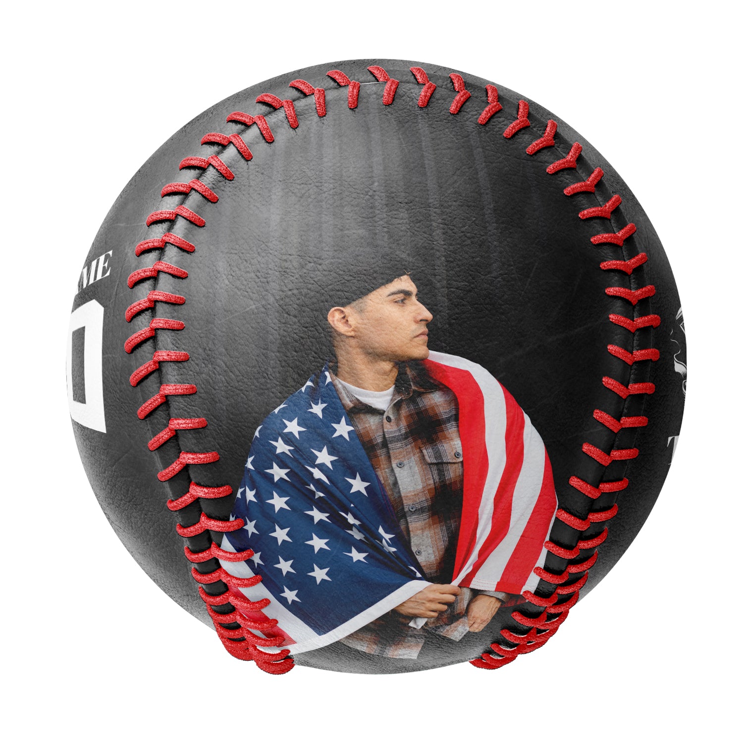 Personalized Black American Flag Skull Photo Baseballs