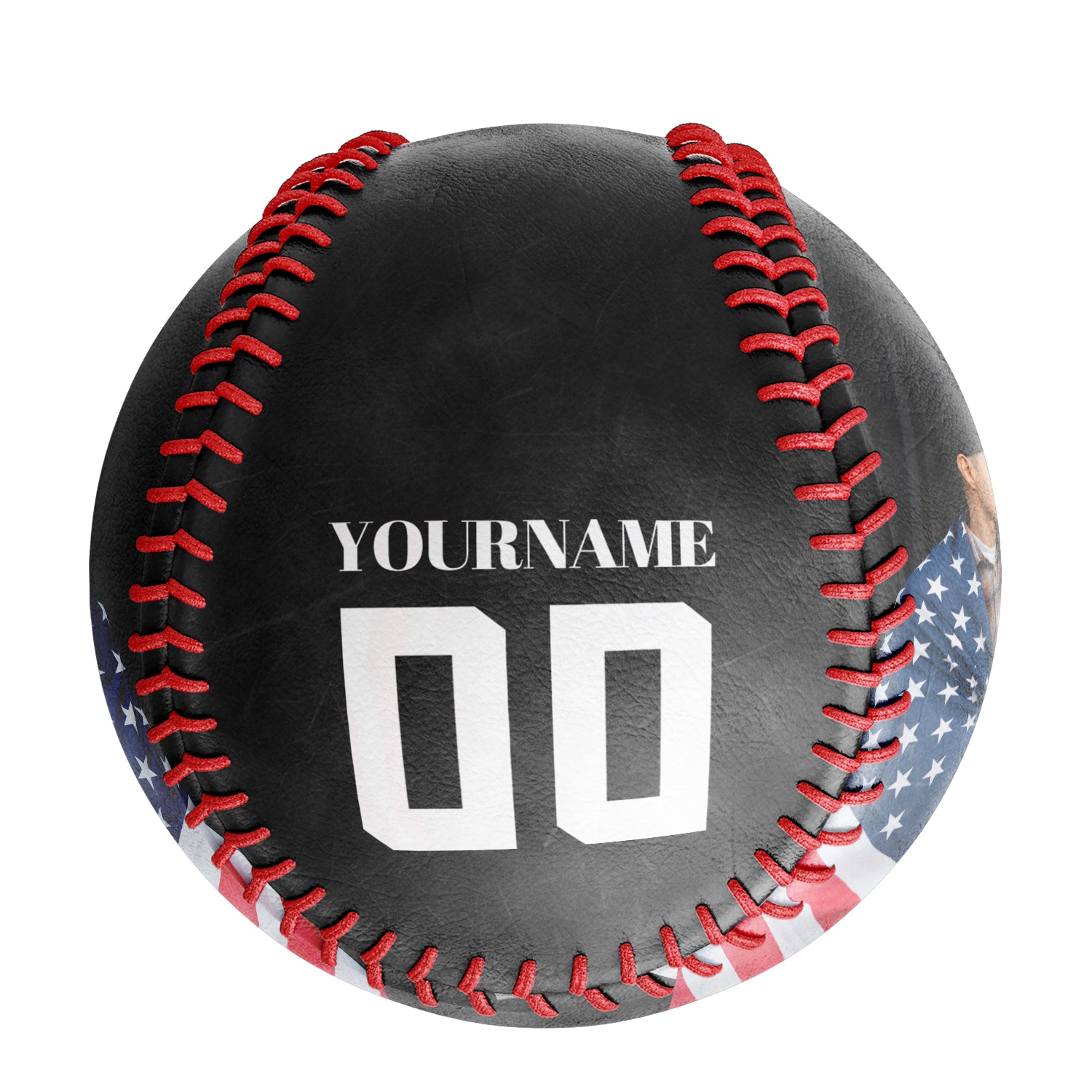 Personalized Black American Flag Skull Photo Baseballs