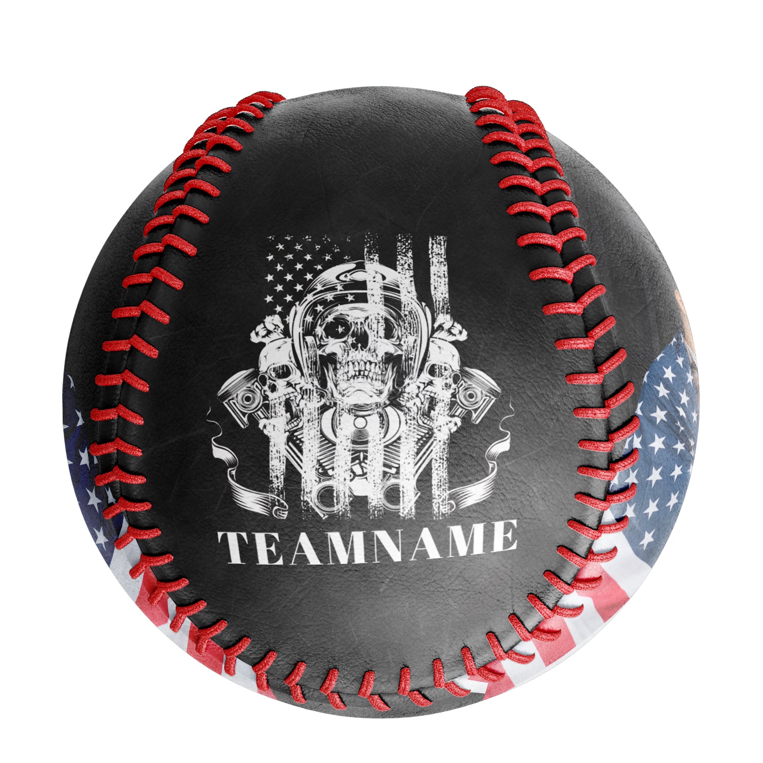 Personalized Black American Flag Skull Photo Baseballs