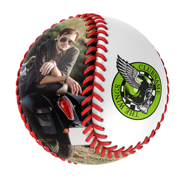 Personalized White Wings Helmet Motorcycle Club Photo Baseballs