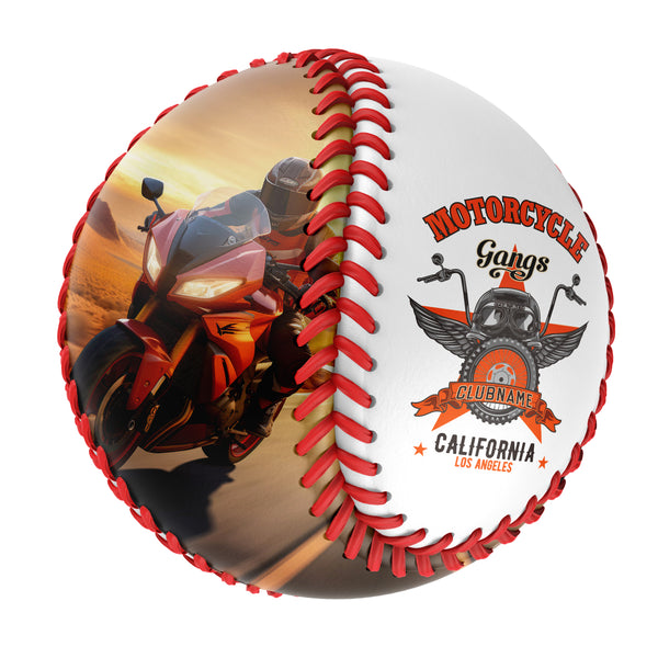 Personalized White Flying Motorcycle Club Photo Baseballs