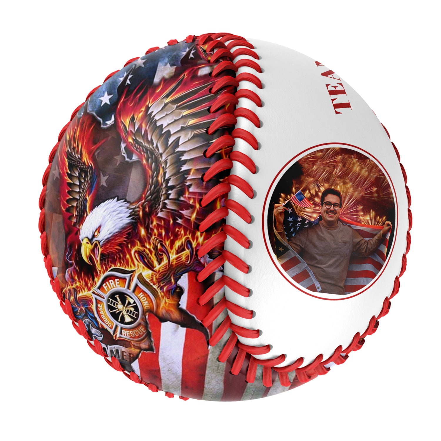 Personalized White American Flag Eagle Photo Baseballs