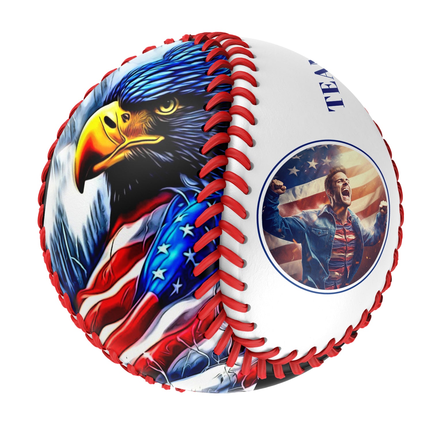 Personalized White American Flag Eagle Photo Baseballs