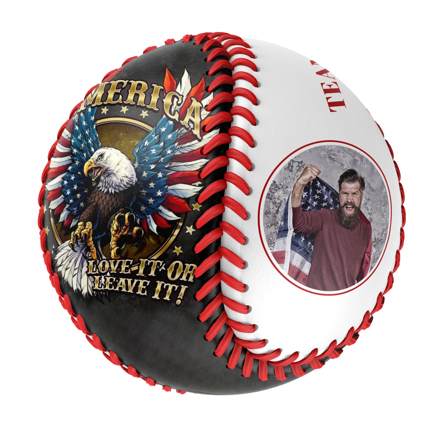 Personalized White American Flag Eagle Photo Baseballs