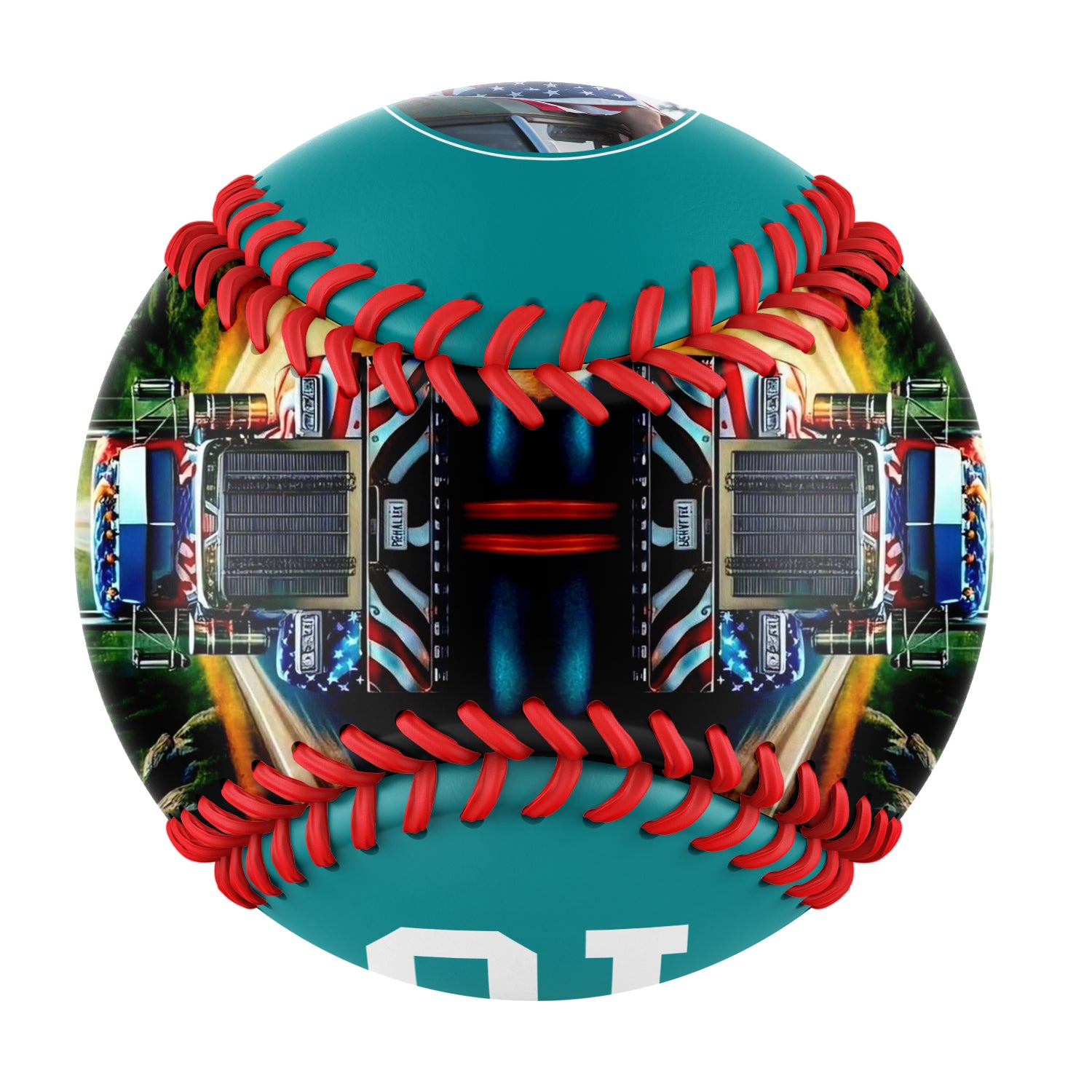 Personalized Teal American Flag Eagle Truck Photo Baseballs