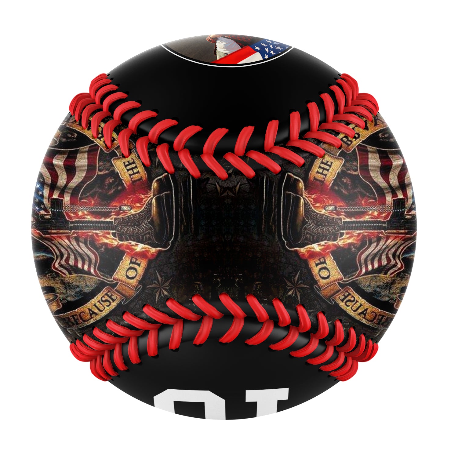 Personalized Black American Flag Eagle Veterans Photo Baseballs