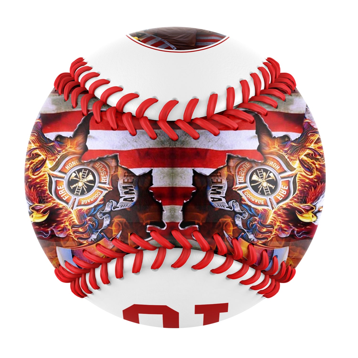 Personalized White American Flag Eagle Photo Baseballs