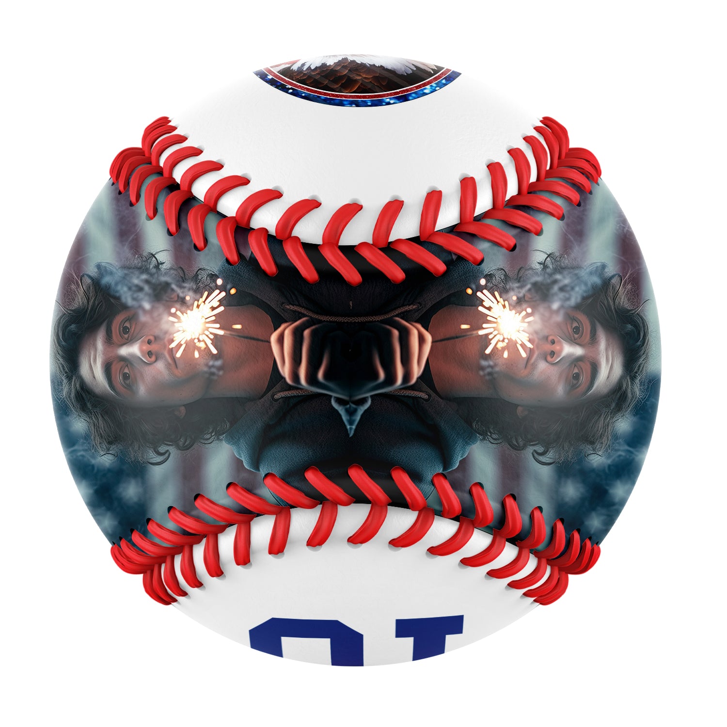 Personalized White American Flag Eagle Photo Baseballs