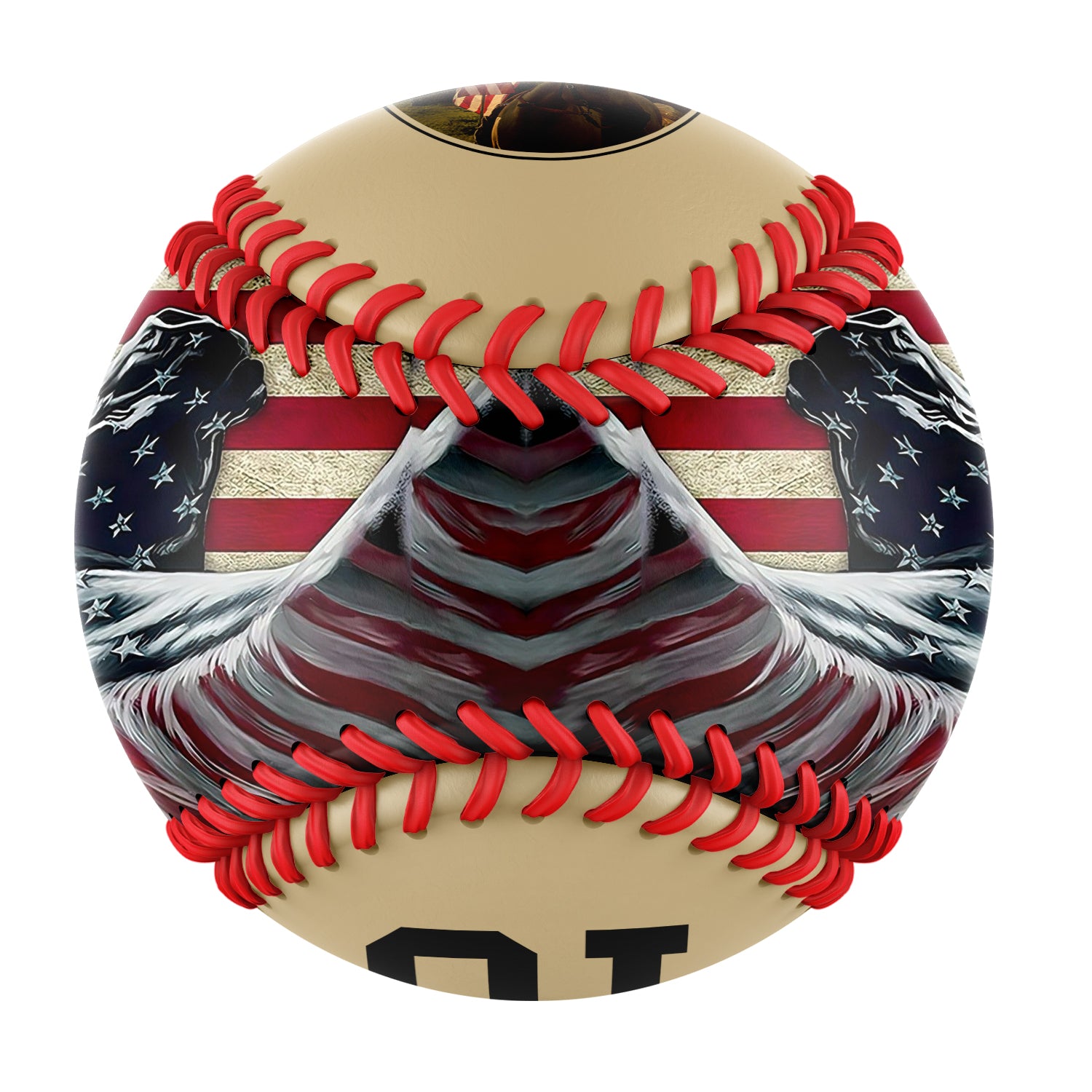 Personalized Old Gold American Flag Horse Photo Baseballs