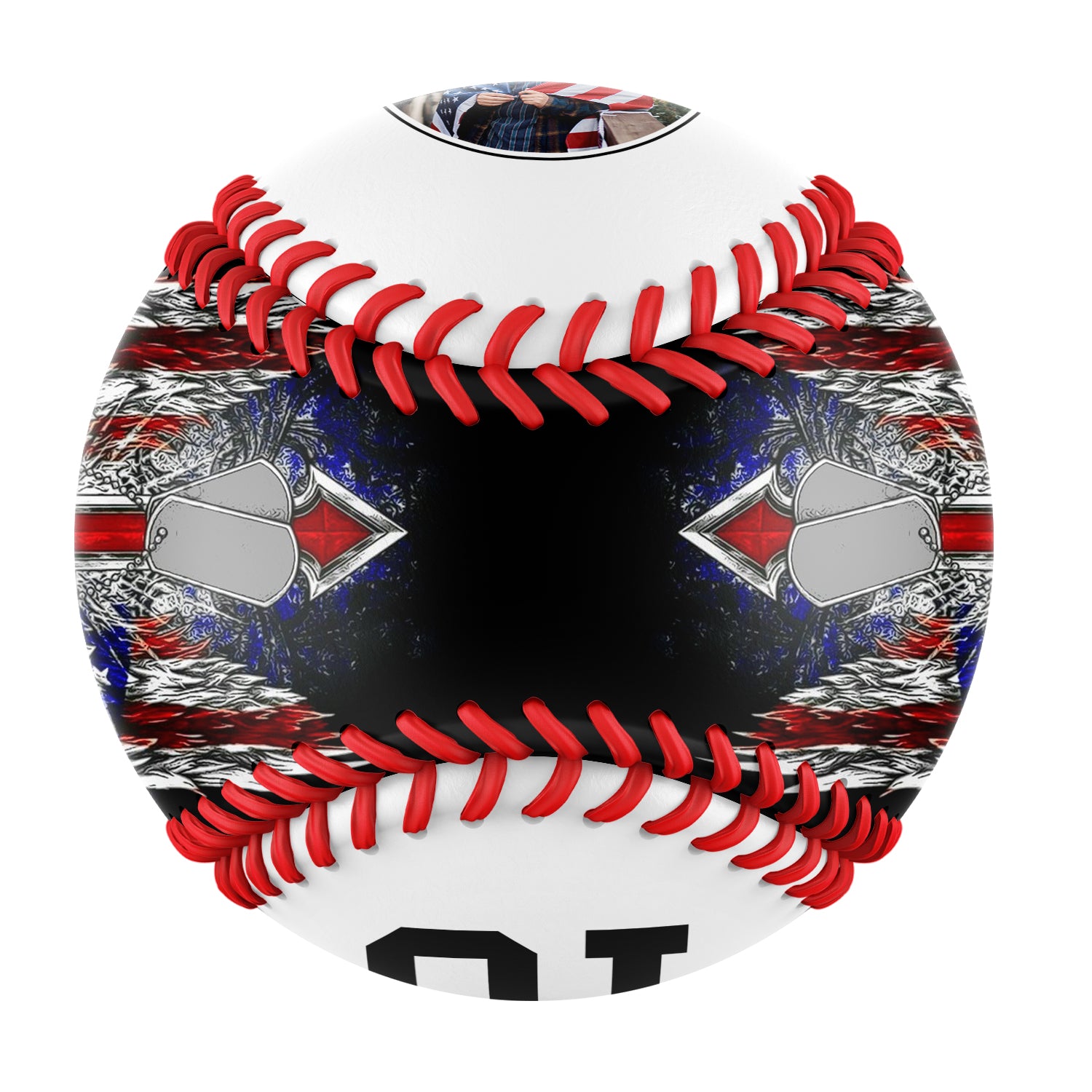 Personalized White American Flag Cross Photo Baseballs