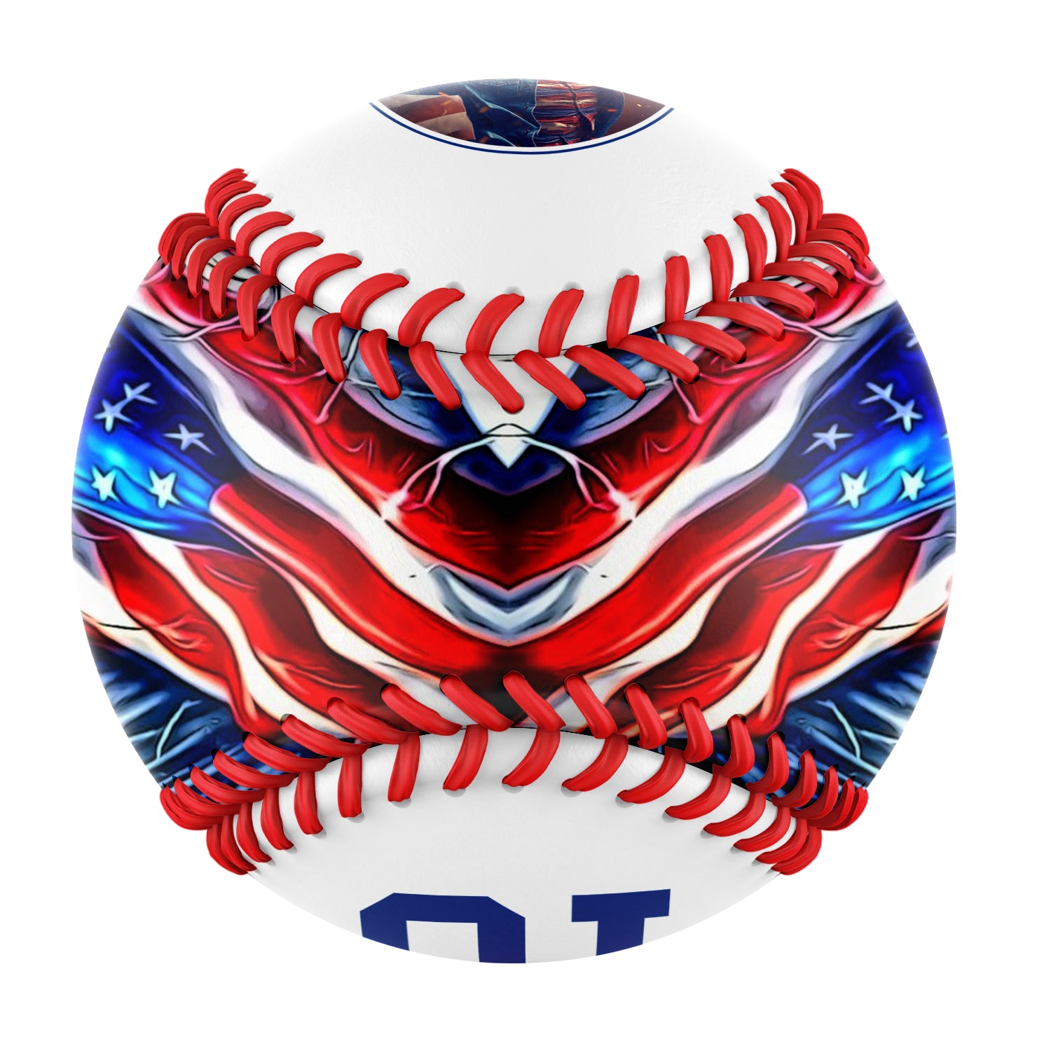 Personalized White American Flag Eagle Photo Baseballs