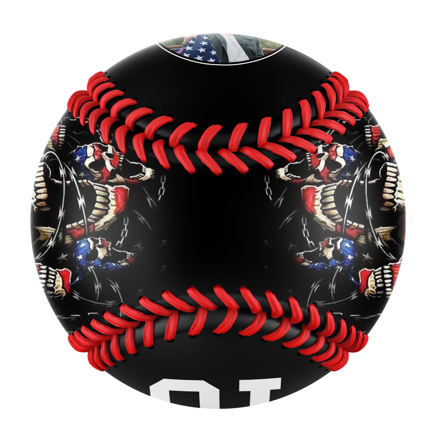 Personalized Black American Flag Skull Photo Baseballs