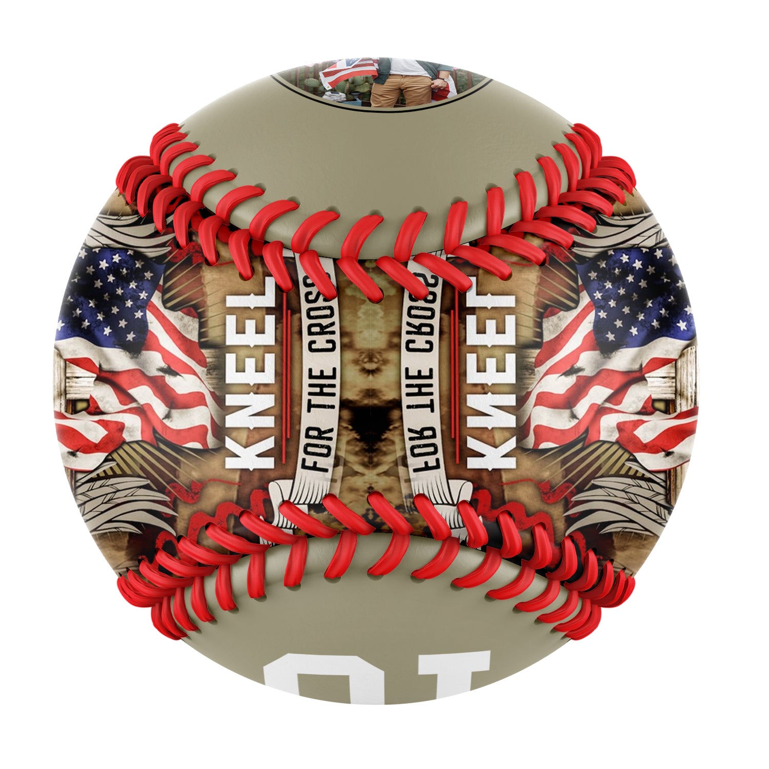 Personalized Wheat American Flag Wings Cross Photo Baseballs