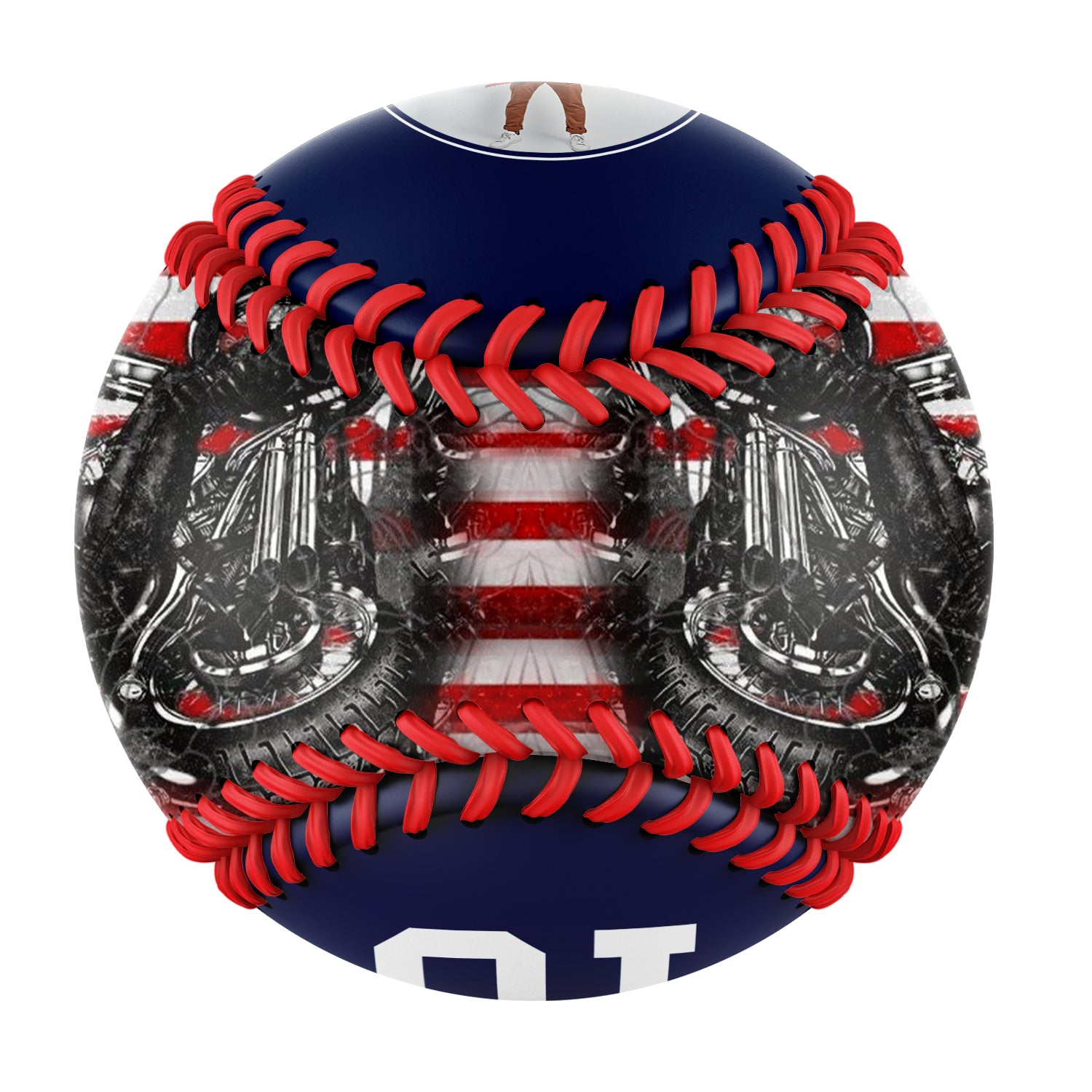 Personalized Navy American Flag Motorcycle Skull Photo Baseballs