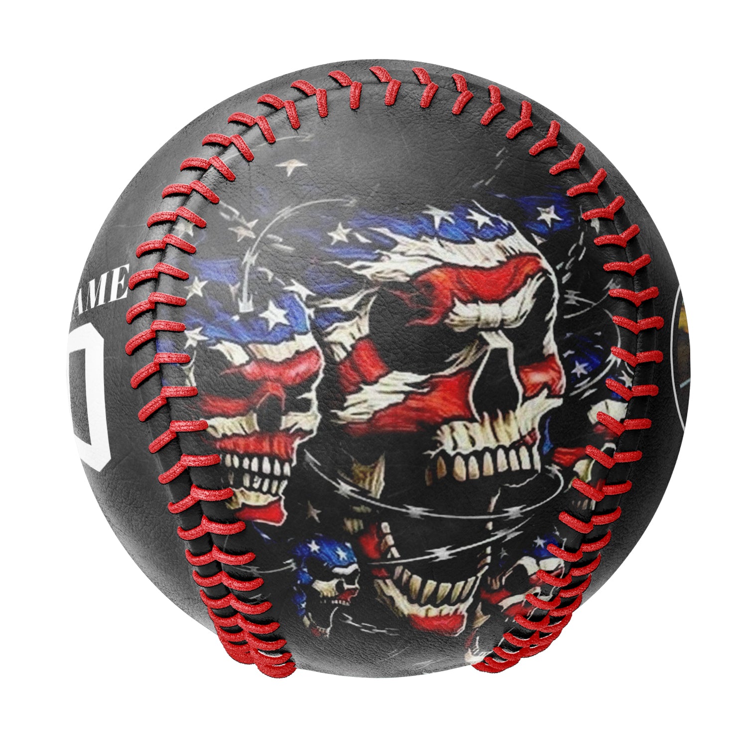 Personalized Black American Flag Skull Photo Baseballs