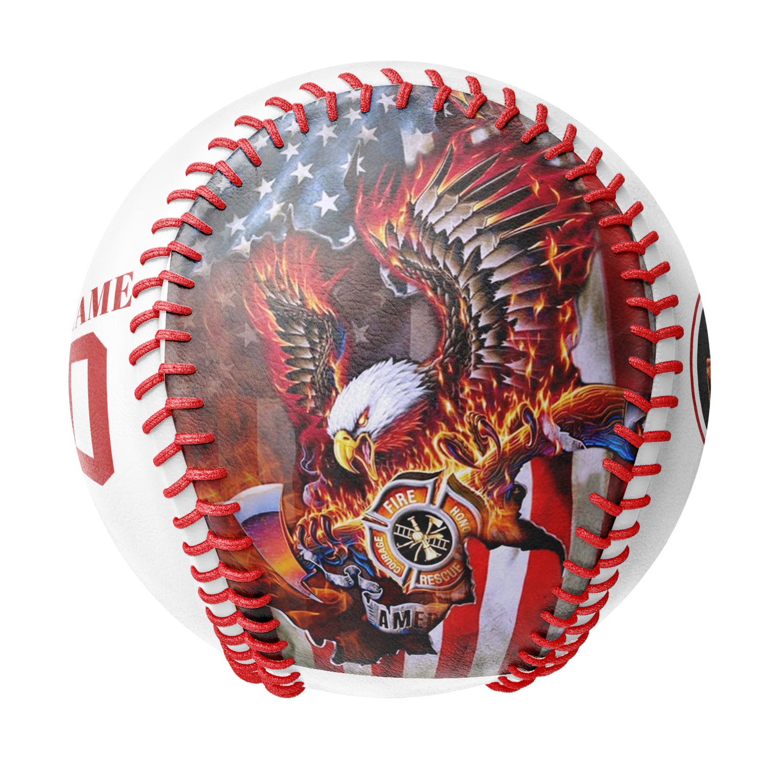 Personalized White American Flag Eagle Photo Baseballs