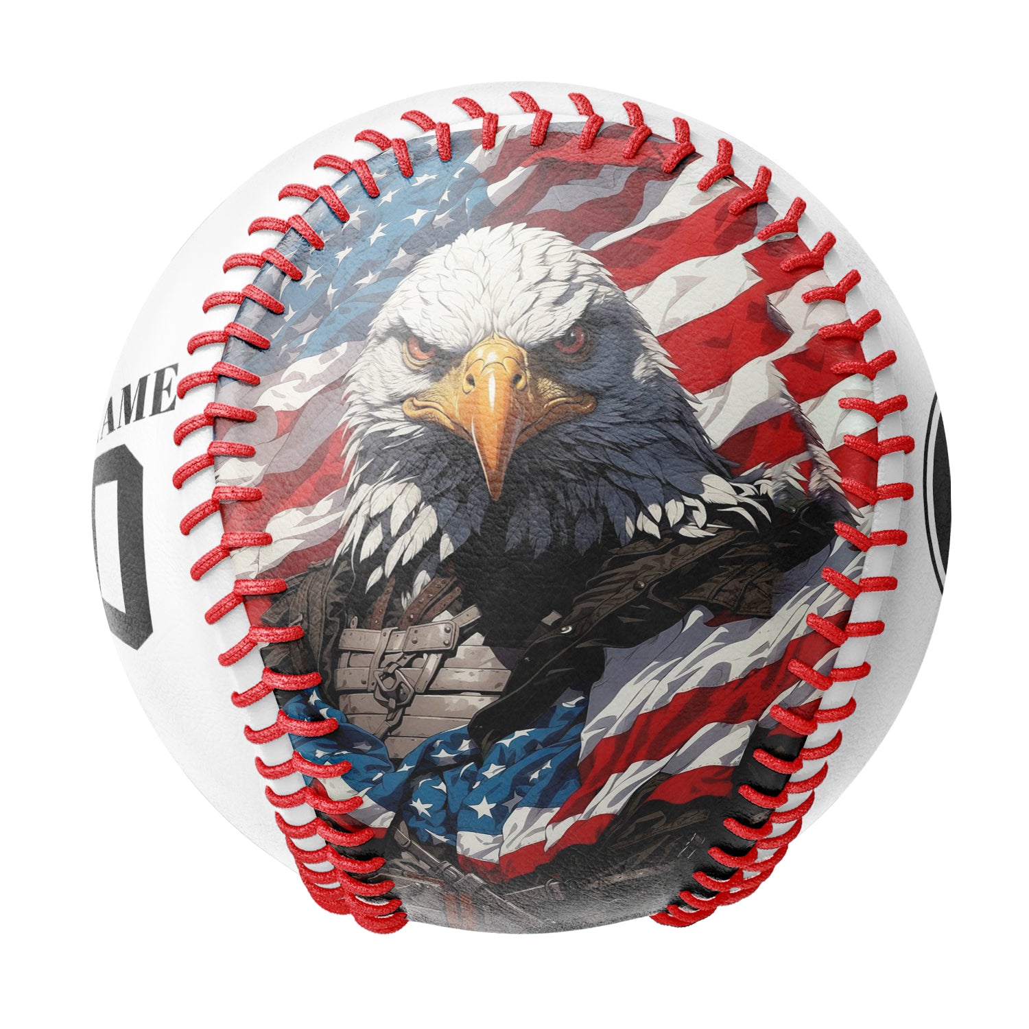 Personalized White American Flag Eagle Photo Baseballs