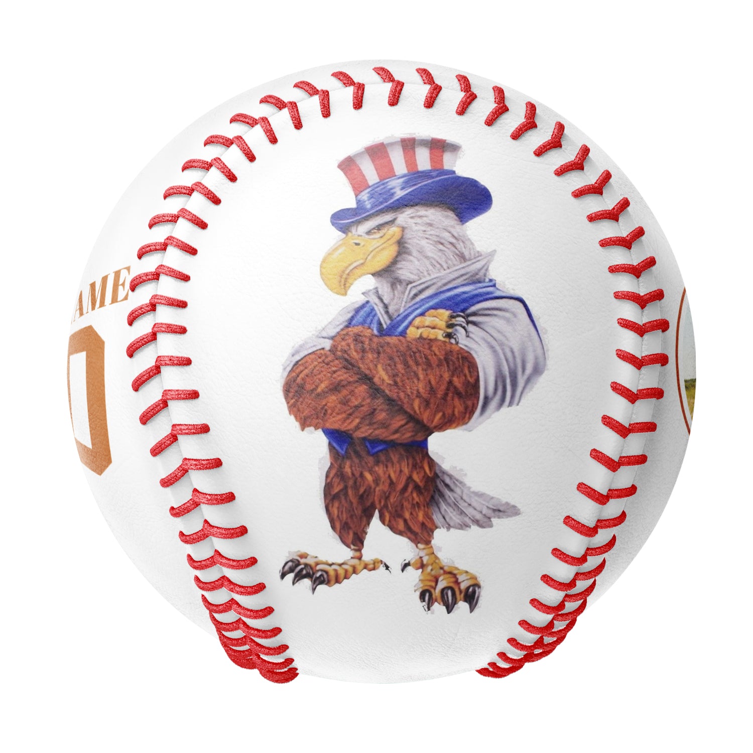 Personalized White American Flag Eagle Photo Baseballs