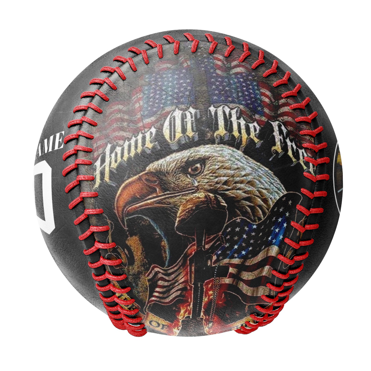 Personalized Black American Flag Eagle Veterans Photo Baseballs