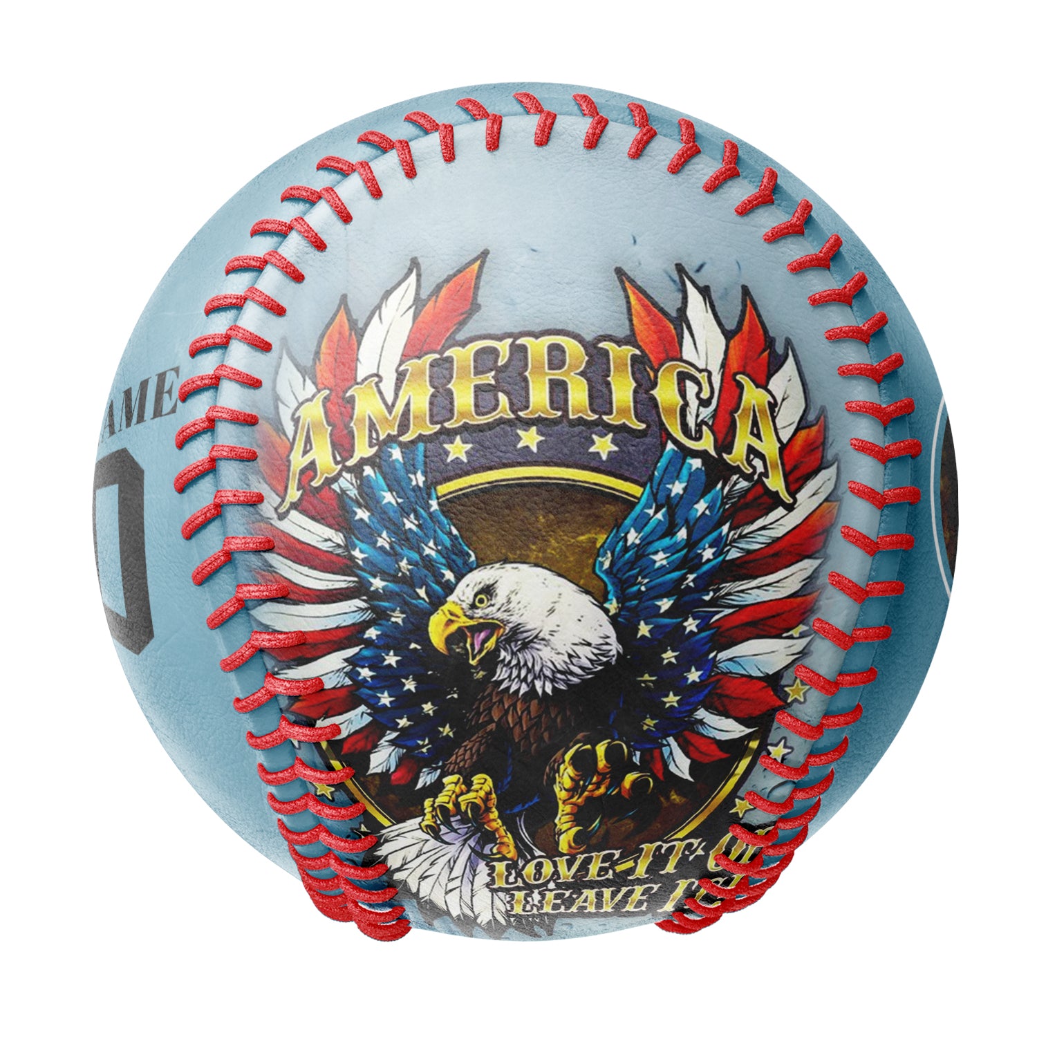 Personalized Shadow Blue American Flag Eagle Photo Baseballs