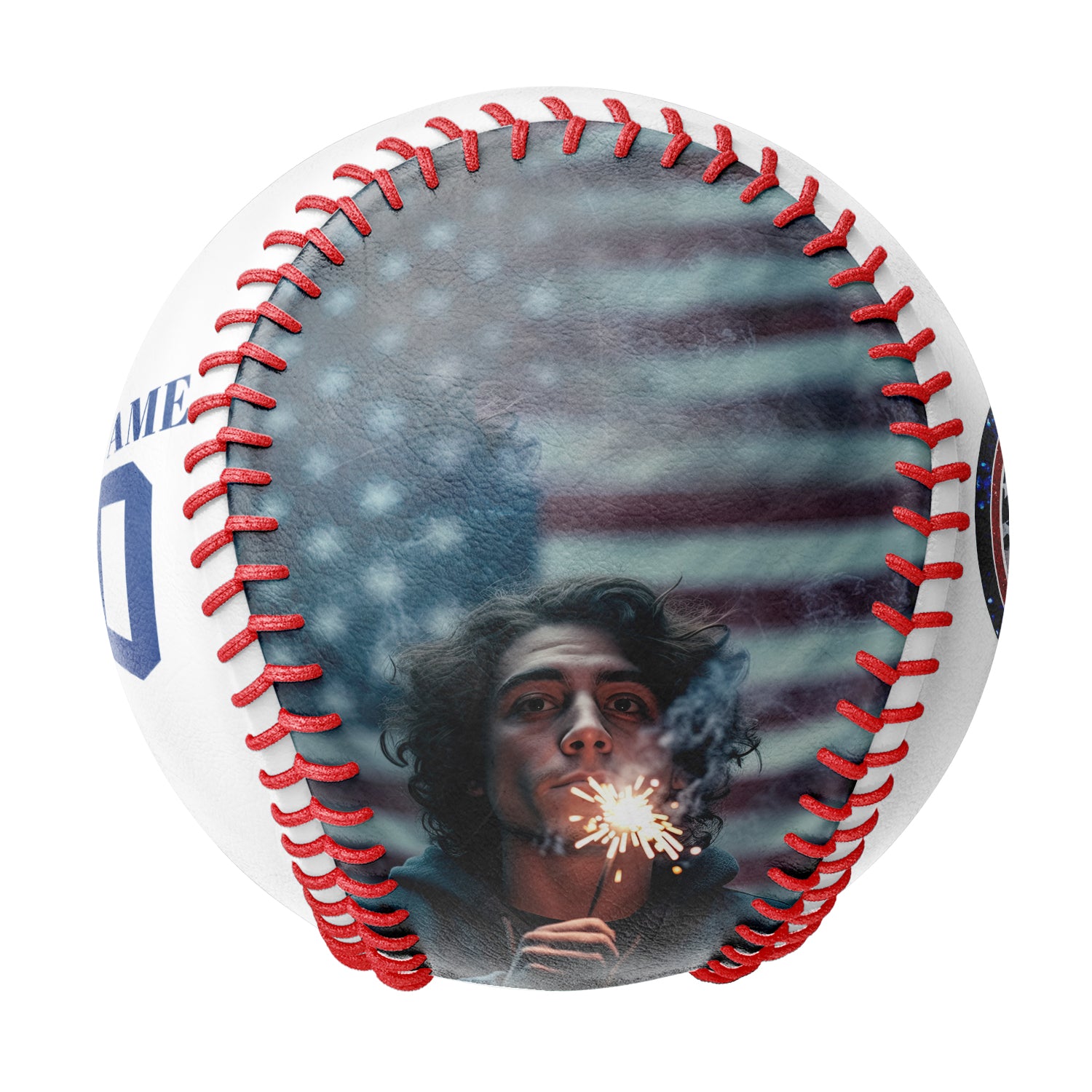 Personalized White American Flag Eagle Photo Baseballs