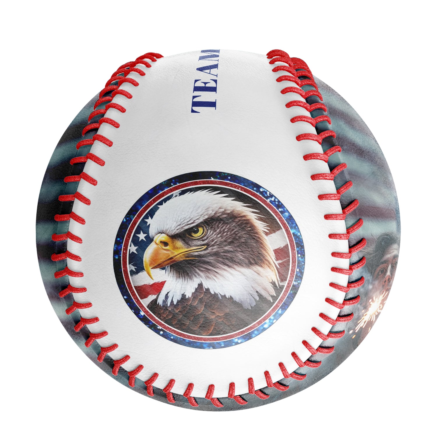 Personalized White American Flag Eagle Photo Baseballs