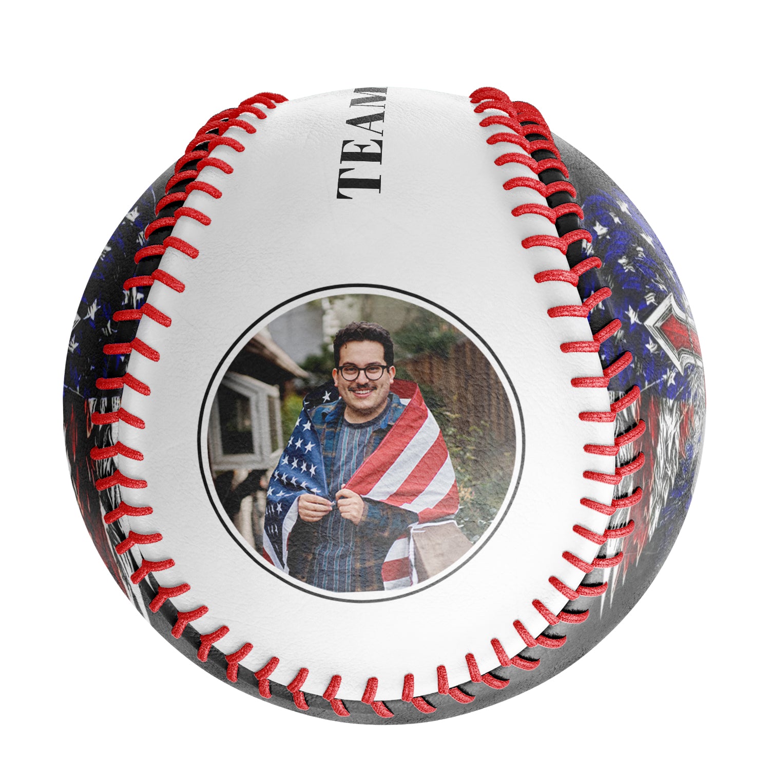 Personalized White American Flag Cross Photo Baseballs