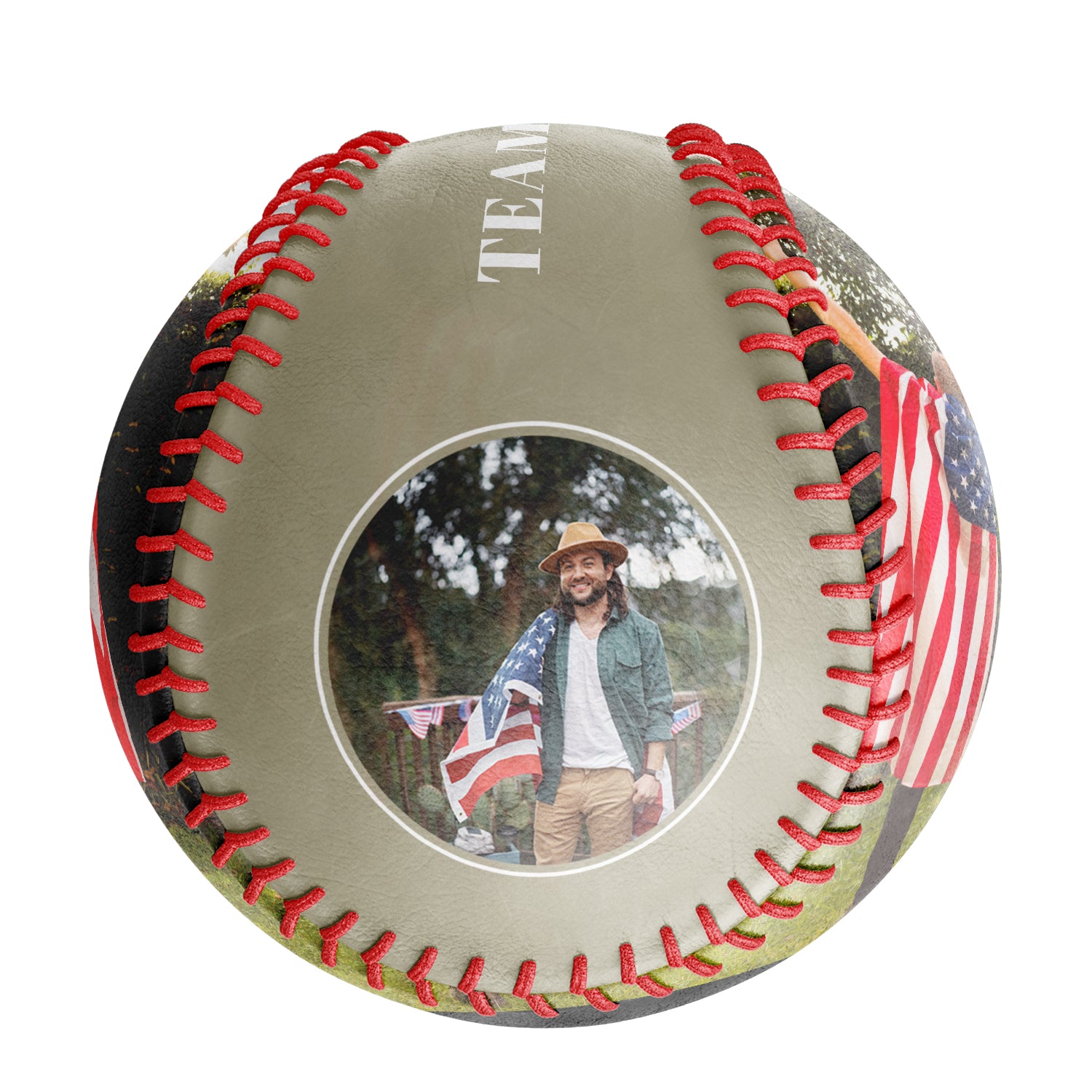 Personalized Wheat American Flag Wings Cross Photo Baseballs