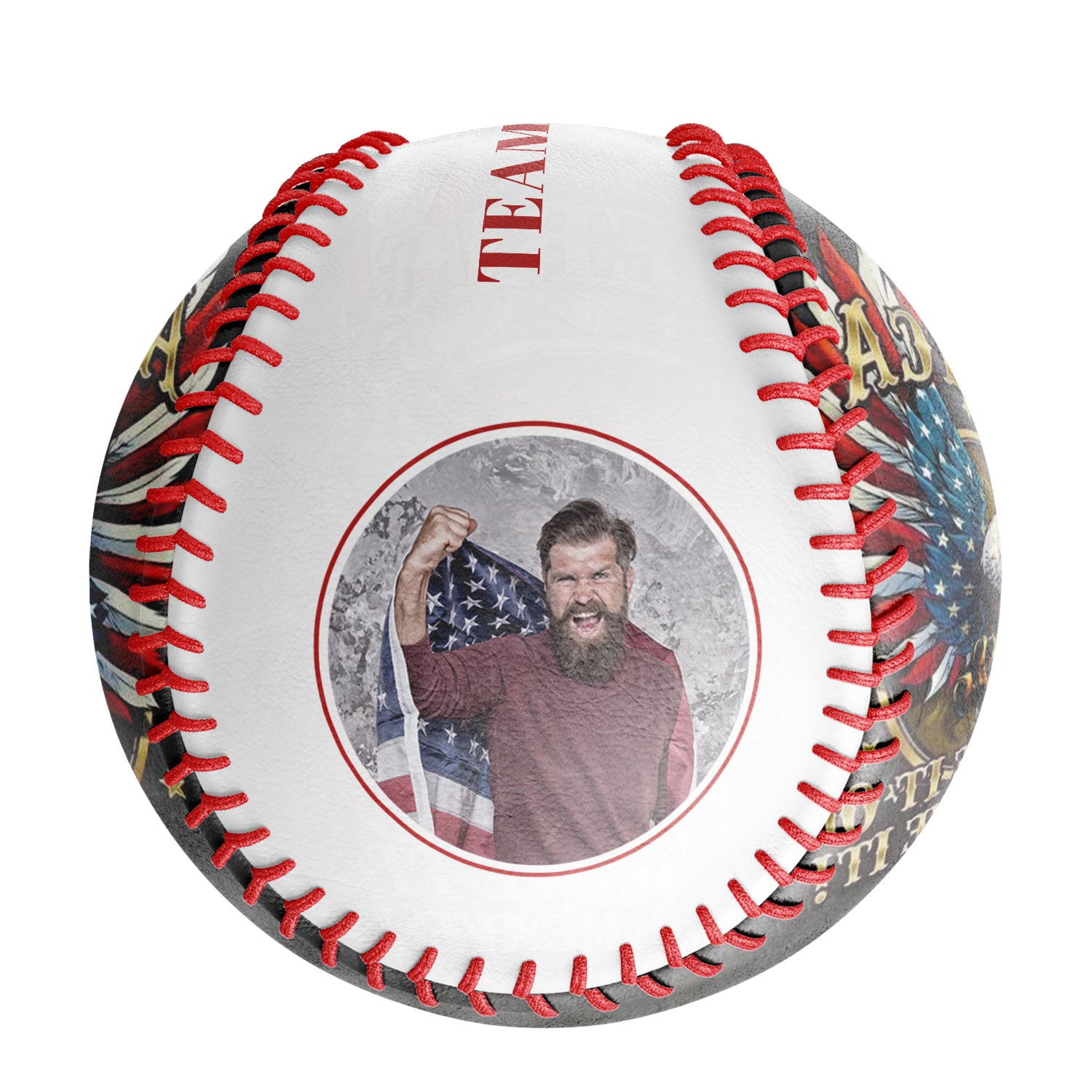 Personalized White American Flag Eagle Photo Baseballs