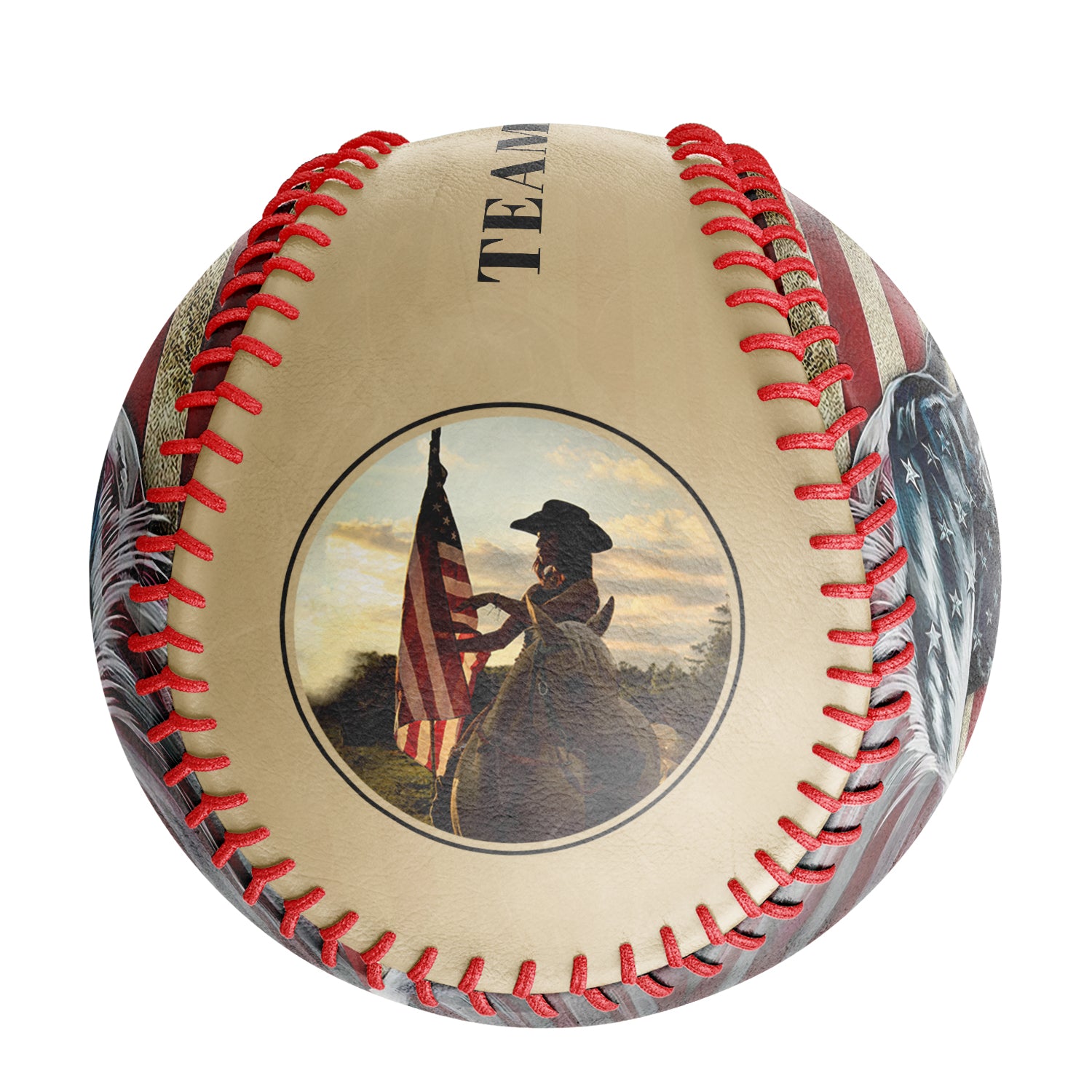 Personalized Old Gold American Flag Horse Photo Baseballs